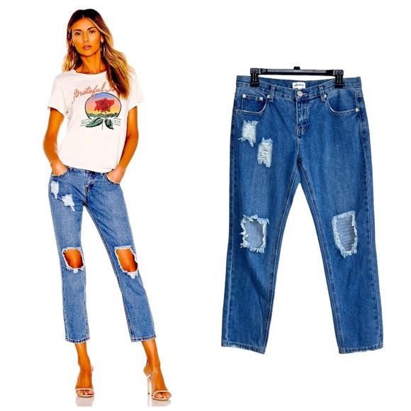 superdown Denim - Superdown Revolve Angie Distressed Busted Knees Jeans size 27